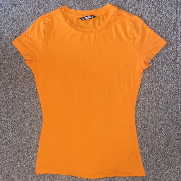 SHEIN Cap Sleeve Solid Orange Tee - Picture 7 of 9